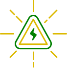 Предупреждает удары током